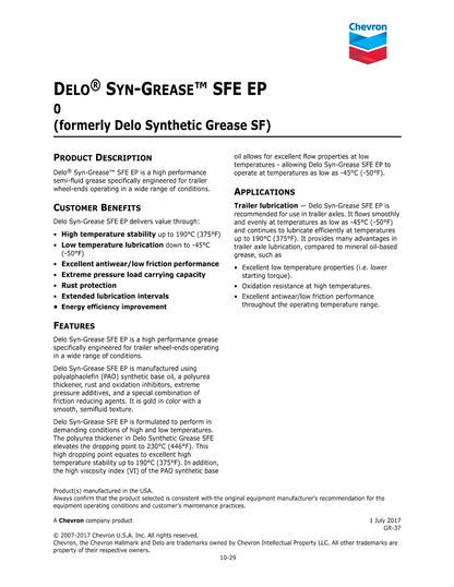 CHEVRON DELO SYN GREASE SFE EP 0 SYNTHETIC SEMI-FLUID NLGI-0 – 120LB KEG