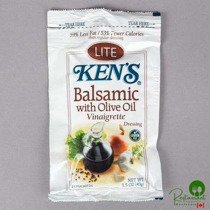 Ken's Foods 1.5 oz. Lite Balsamic with Olive Oil Vinaigrette Pouch - 60/Case
