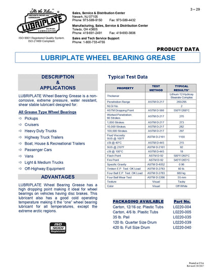 L0220-039 LUBRIPLATE WHEEL BEARING LUBRICANT – 16 GALLON KEG