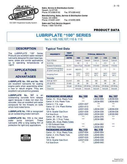 L0034-078 LUBRIPLATE B-105 LITHIUM GREASE – CASE OF 72 – 3/8OZ TUBES