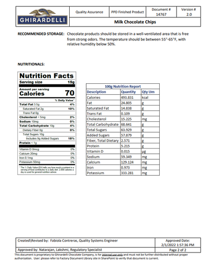 Ghirardelli .8M Milk Chocolate Baking Chips 5 lb (2/Case)