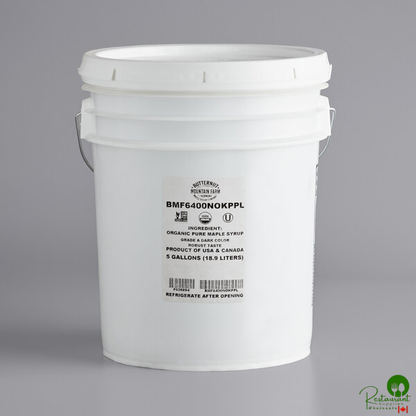 Butternut Mountain Farm Grade A Dark Organic Pure Maple Syrup 5 Gallon