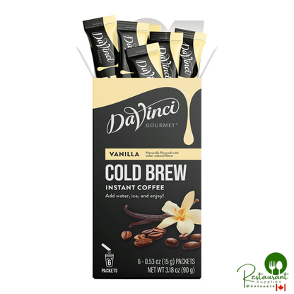 DaVinci Gourmet Vanilla Cold Brew Instant Coffee Single-Serve Packet 15 Grams (0.53 oz.) - 48/Case