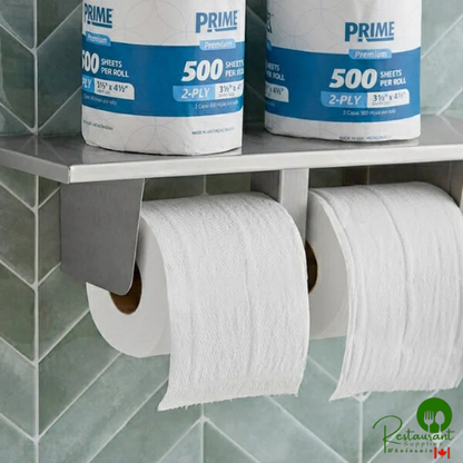 Prime Premium 3 1/2" x 4 1/2" Individually Wrapped 2-Ply Standard 500 Sheet Toilet Paper Roll - 48/Case