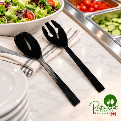 Party Essentials - 9.5" Fork & Spoon Set, Black, 144 Set