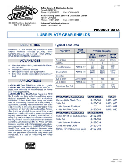 L0152-063 LUBRIPLATE GEAR SHIELD EXTRA HEAVY – CASE OF 12 – 11oz AEROSOL CANS