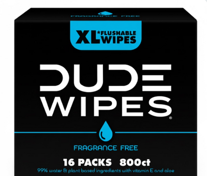 DUDE WIPES XL Flushable Wipes – Fragrance Free – 16 Packs (800 Wipes) | Extra-Large Biodegradable Wet Wipes