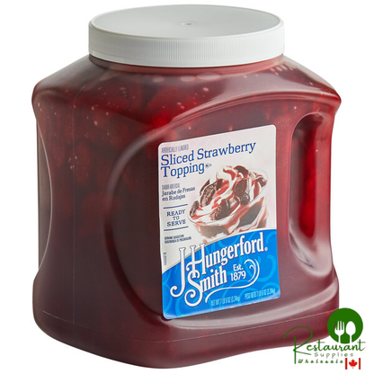 J. Hungerford Smith 118 oz. Sliced Strawberry Dessert Topping - 3/Case