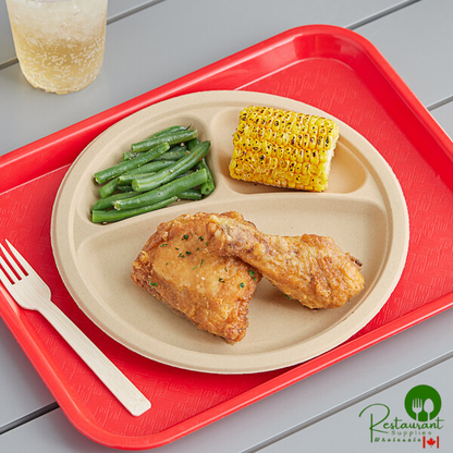 Tellus Products 10" Compostable Fiber 3-Compartment Plate - 125/Pack