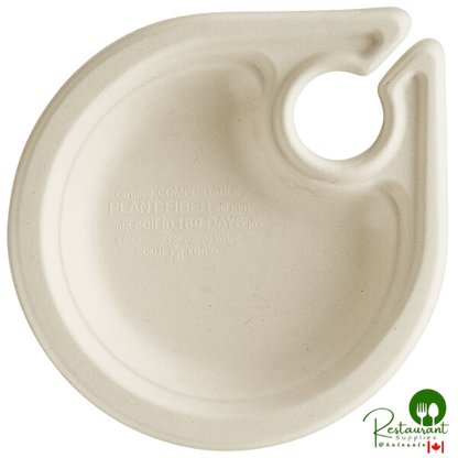 World Centric 7 1/2" No PFAS Added Round Compostable Plant Fiber Plate with Drink Holder - 50/Pack
