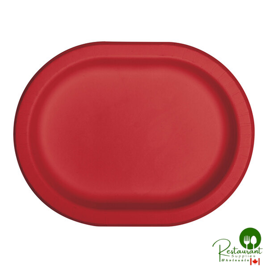 Creative Converting 372604 12" x 9 1/4" Classic Red Oval Paper Platter - 96/Case
