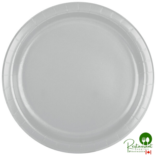 Creative Converting 47106B 9" Shimmering Silver Paper Plate - 240/Case