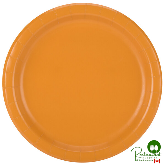 Creative Converting 323386 9" Pumpkin Spice Orange Round Paper Plate - 240/Case
