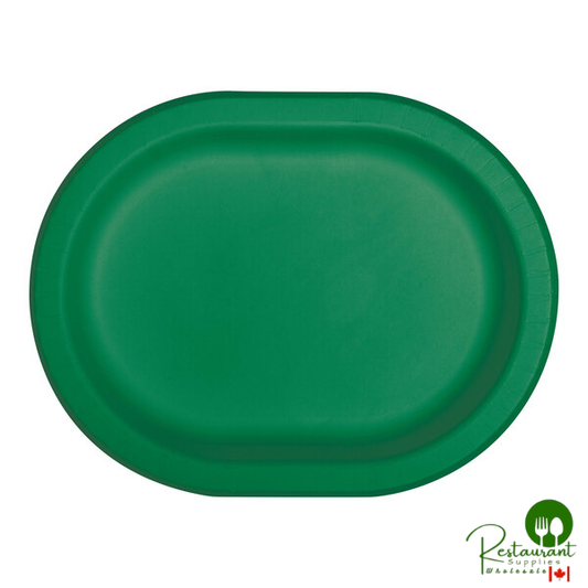 Creative Converting 372600 12" x 9 1/4" Emerald Green Oval Paper Platter - 96/Case