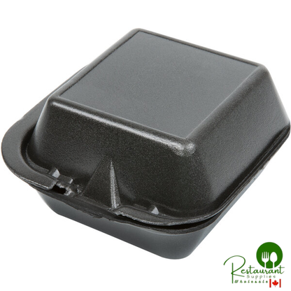 Genpak SN225-BK 6" x 6" x 3" Black Hinged Lid Foam Container - 500/Case