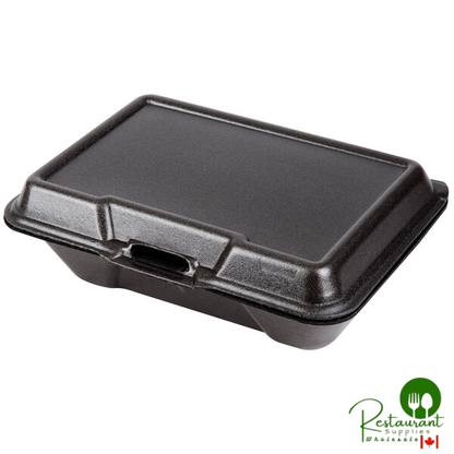 Genpak 20500-BLK 9 3/16" x 6 1/2" x 2 7/8" Black Large Deep All Purpose Foam Hinged Lid Container - 200/Case