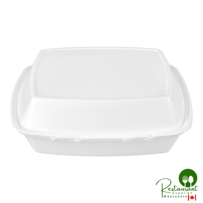 Dart 110HT1 10" x 9 1/2" x 3 1/2" White Foam Hinged Lid Container - 200/Case