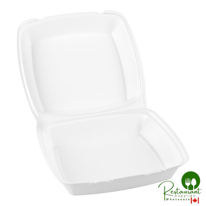 Dart 110HT1 10" x 9 1/2" x 3 1/2" White Foam Hinged Lid Container - 200/Case