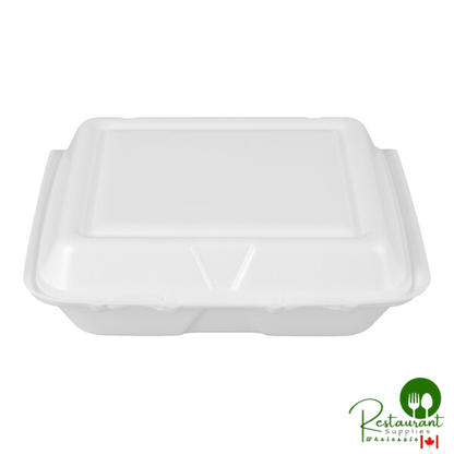 Dart 80HT1R 8" x 7 1/2" x 2" White Foam Square Take Out Container with Hinged Lid - 200/Case