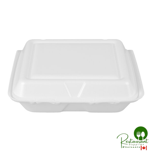 Dart 80HT1R 8" x 7 1/2" x 2" White Foam Square Take Out Container with Hinged Lid - 200/Case