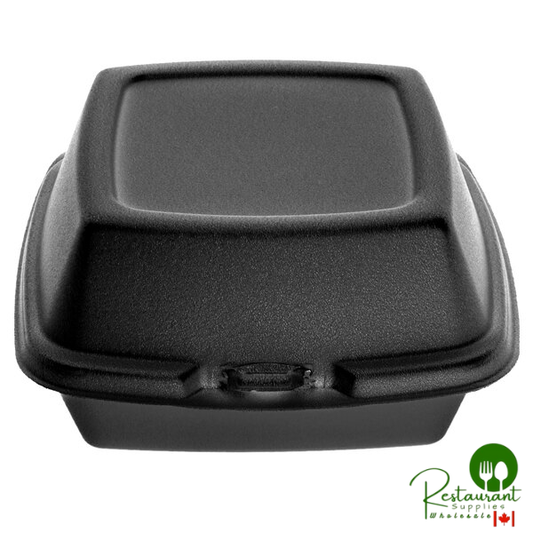 Dart 60HTB1 6" x 6" x 3" Black Foam Hinged Lid Container - 500/Case