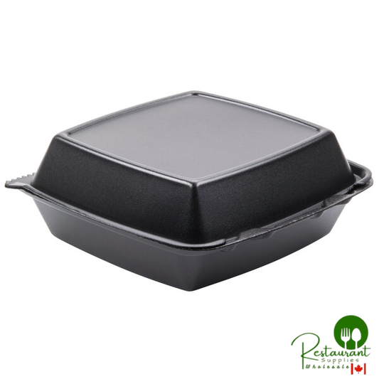 Dart 85HTB1R 8" x 8" x 3" Black Foam Square Take Out Container with Perforated Hinged Lid - 200/Case