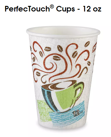 Dixie PerfecTouch Insulated Paper Hot Coffee Cups 12 OZ 500 UNIT/BOX 50/SLEEVE