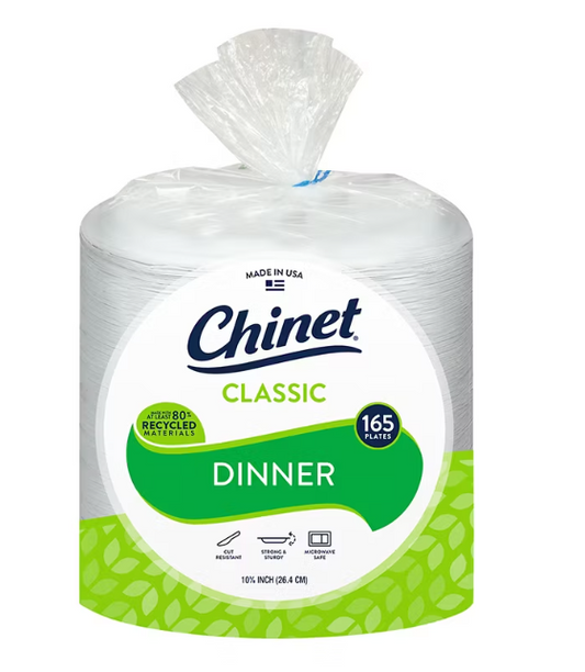 Chinet Classic 10" Dinner Plates, 165 ct MADE IN USA 2/CASE 330 PLATES TOTAL