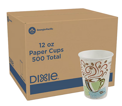 Dixie PerfecTouch Insulated Paper Hot Coffee Cups 12 OZ 500 UNIT/BOX 50/SLEEVE