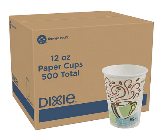 Dixie PerfecTouch Insulated Paper Hot Coffee Cups 12 OZ 500 UNIT/BOX 50/SLEEVE