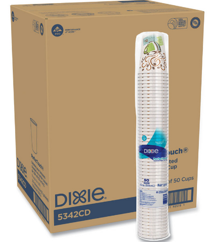 Dixie Perfectouch Paper Hot Cups, 12 Oz, Coffee Haze Design- Mfr# 5342CD 1000/CASE
