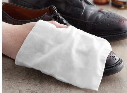 Essentials White Shoe Mitt with Natural Ribbon Tie By Prime- 500/Case