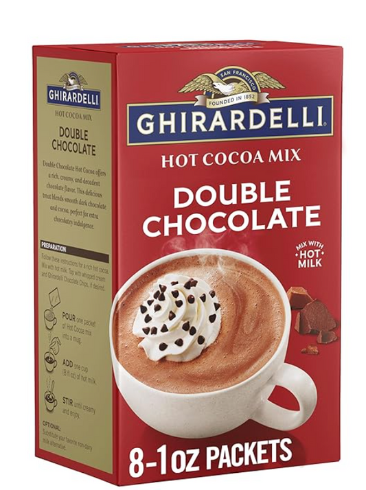 Ghirardelli 8 oz Double Chocolate Hot Cocoa Mix 8-1oz each – Rich and Creamy Drink Powder
