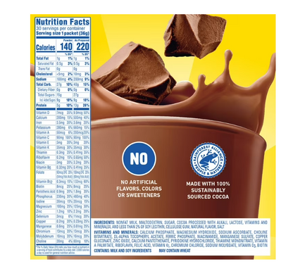 Nestle Carnation Breakfast Essentials Each box: 30 packets × 1.26 oz (36g) | Net WT 2.36lb– Rich Milk Chocolate (2-Pack)