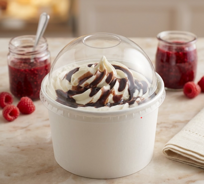 16 oz. Clear Round Dome Frozen Yogurt Lid with No Hole By Prime - 1,000/Case