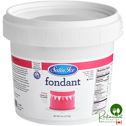 Satin Ice 5 lb. Pink Vanilla Rolled Fondant Icing - 8/Case