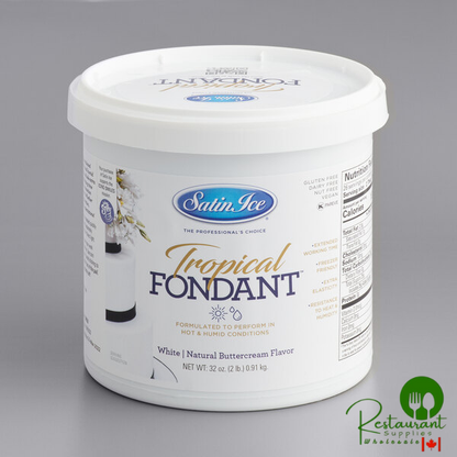 Satin Ice Tropical White Rolled Fondant 2 lb. - 10/Case