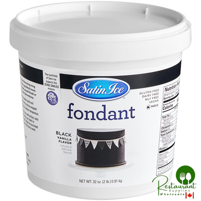Satin Ice 2 lb. Black Vanilla Rolled Fondant Icing - 10/Case