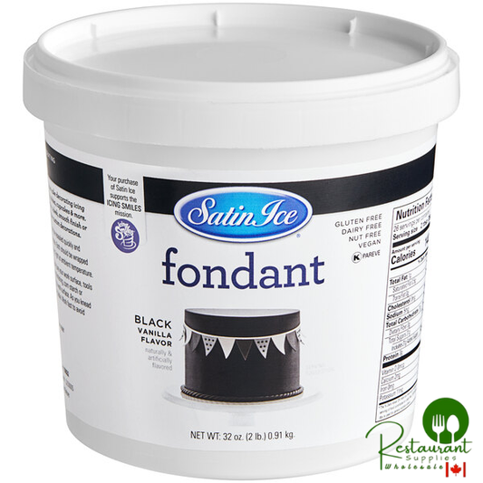 Satin Ice 2 lb. Black Vanilla Rolled Fondant Icing - 10/Case