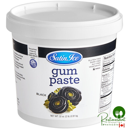 Satin Ice 2 lb. Black Gum Paste - 10/Case