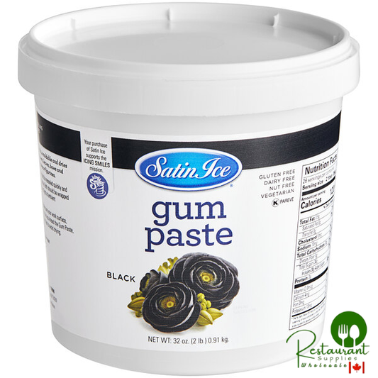 Satin Ice 2 lb. Black Gum Paste - 10/Case