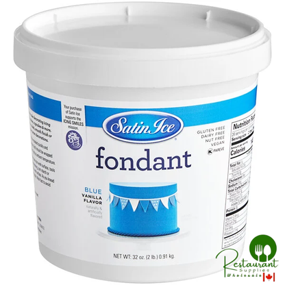 Satin Ice 2 lb. Blue Vanilla Rolled Fondant Icing - 10/Case