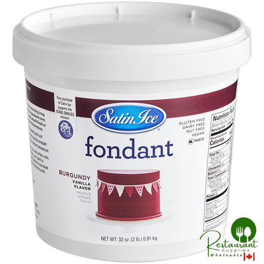 Satin Ice 2 lb. Burgundy Vanilla Rolled Fondant Icing - 10/Case