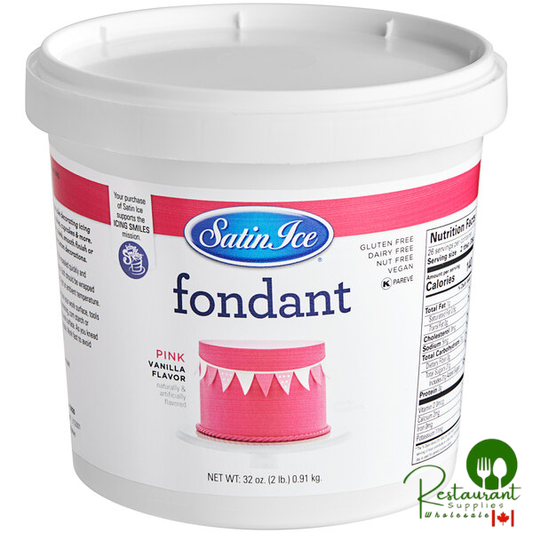 Satin Ice 2 lb. Pink Vanilla Rolled Fondant Icing - 10/Case