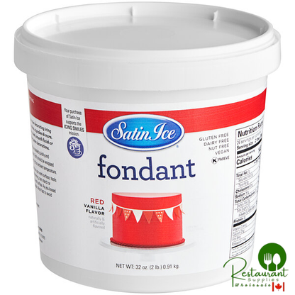 Satin Ice 2 lb. Red Vanilla Rolled Fondant Icing - 10/Case