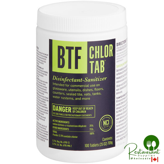 National Chemicals Inc. 13002 BTF Chlor-Tab Bar Glass Sanitizer Tablet 100 Count - 6/Case