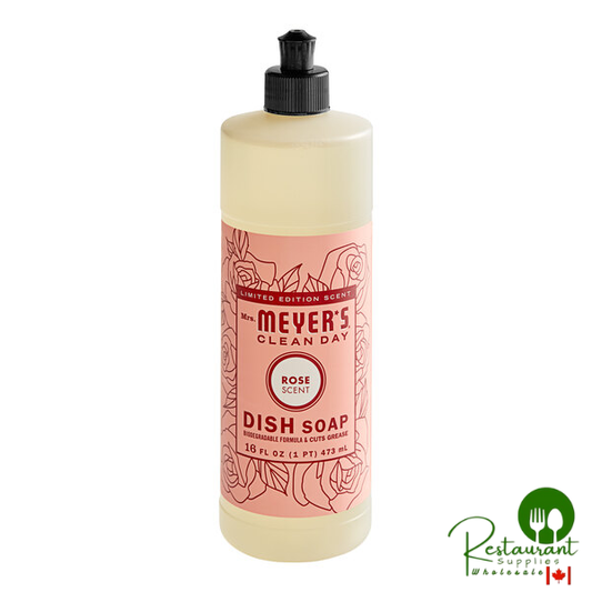 Mrs. Meyer's Clean Day 370039 16 oz. Rose Scented Dish Soap - 6/Case
