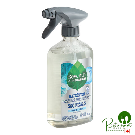 Seventh Generation Power+ Free & Clear 10732913451705 16 oz. Foaming Dish Spray - 6/Case