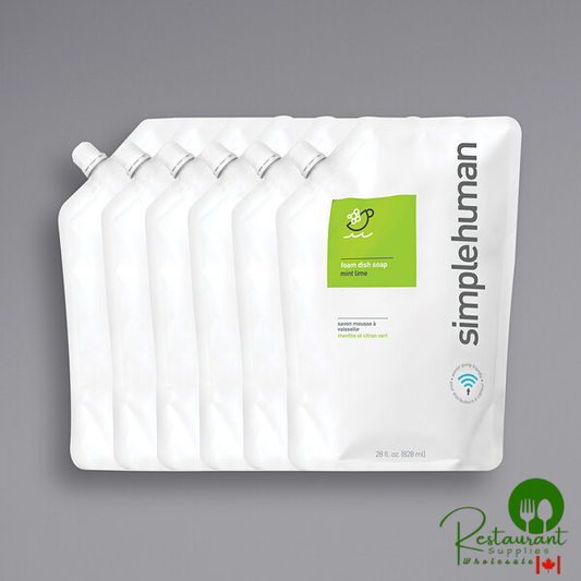 simplehuman CT1083 28 fl. oz. Mint Lime Scented Foam Dish Soap Refill Pouch - 6/Case