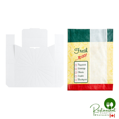 Bagcraft EcoCraft 7 1/2" x 11" "Fresh To Go!" Pizza Bag with Window and Tray - 250/Case